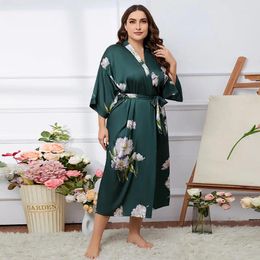 Home Clothing Women's Spring Summer Sexy V-Neck Ice Silk Luxury Line With Morning Robe Bathrobe Nightgowns