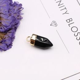 2Pcs Lot Small Natural Stone Pendant Bullet Shape Rose Quartz Agate Opal Amethyst lapis lazuli for Jewellery Making DIY 8x21mm