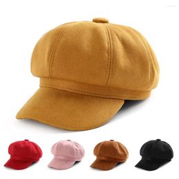 Berets Casual Women Suede Fabric Truck Hat Adjustable Beret Sboy Baker Cap