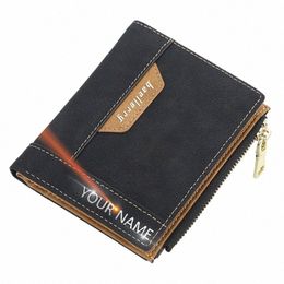 baellerry New Short Men Wallets Name Engraving Simple Slim Card Holder Male Purse Coin Pocket High Quality Male Purse Carteria W3Ai#