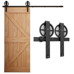 Sliding Barn Door Hardware Kit Heavy Duty Smoothly and Silently Easy to Instal Fit Single Door Panel Single Big Wheel-Shaped