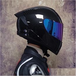 Skates Helmets Professional Safety Double Lens Racing Motorcycle Helmet Cross Country Fu Face Capacetedot Appd Casco Moto Drop Deliver Dh2X9