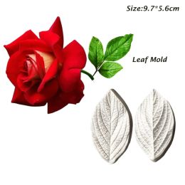2 Styles Large Rose & Leaf Veiner Silicone Mold Cake Decorating Tools Chocolate Gumpaste Clay Weeding ,Sugarcraft Cutters CS411