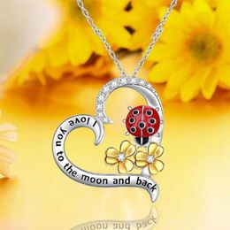 New Women's Love Letter Diamond Flower Pendant Mother's Day Heart Necklace Jewelry