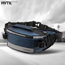 Sport Bags HVTIL Mens Fanny Pack Fashion Daily Street Chest Bag High Quality Reflective Strip Nylon Cash Waist Bag Running Zipper Waterproof Y240410