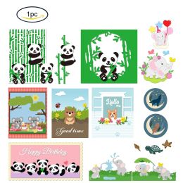 1-3Pcs Panda Bamboo Metal Cutting Dies Oriental Animals Die Cuts Molds for DIY Scrapbook Wedding Cards Making Album Decoration