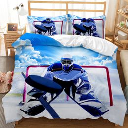 Eishockey Duvet Cover Set Twin Hockey Sport Player Bedding Set Winter Extrem Sportspiel Polyester Tröster Cover Set King King