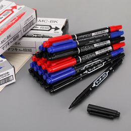 10 Pcs Double Head Oily Markers Brush Pen Non-Erasable Waterproof Sketch Based K92C