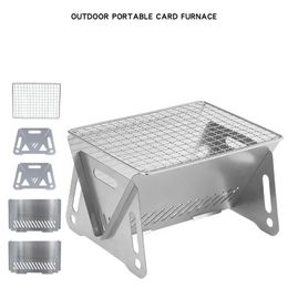 Mini Portable Charcoal Grill BBQ Grill Tabletop Fire Pit Stainless Steel Folding Camping Grill for Camping Patio Outdoor 240409