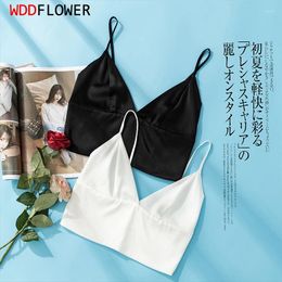 Camisoles & Tanks Women Silk Camis Mulberry Lining Sexy Camisole Bralette Tube Top With Bra Black White S M L XL TG248