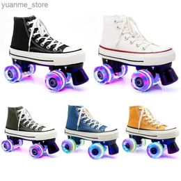 Inline Roller Skates Canvas Roller Skate Shoes for Beginners Double Row Sliding Quad Sneakers 2 Line 4 Wheels High Quality 5 Choice Y240410