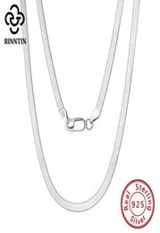 Chains Rinntin 925 Sterling Silver Unique Solid 3mm Flexible Flat Herringbone Neck Chain For Women Men Punk Blade Necklace Jewelry9483688