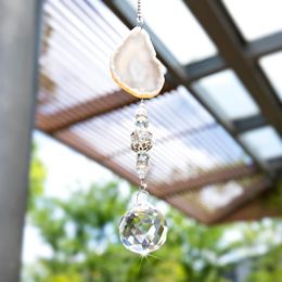 H&D Crystal With Agate Slices Wind Chimes Colourful Crystal Pendants Suncatcher Prisms Hanging Ornament Decor for Window Home