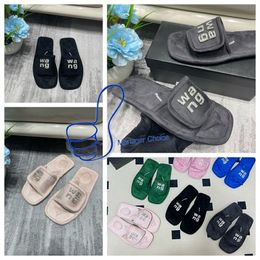 Top Quality Luxury Slippers New Style Designer Sandals Womens Velvet rhinestone Velcro tape GAI party Soft Platform Slip-On Size 35-42 Free shipping