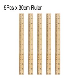 5Pcs/set Wooden Straight Ruler 15CM 20CM 30CM Double Side Measuring Tool Office School Student Stationery Photography Props