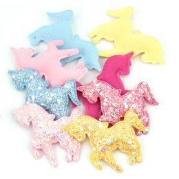 28Pcs 5.5*7cm Shiny Unicorn Padded Appliques For Glitters Horse Crafts Decor DIY Headwear Hairpin Ornaments Accessories