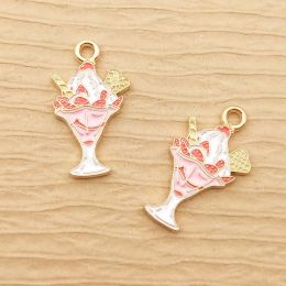 10pcs Drinks Charm for Jewellery Making Enamel Earring Pendant Bracelet Necklace Accessories Diy Craft Supplies Gold Plated