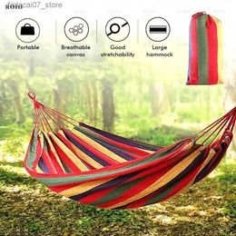 Hammocks Camping hammock thick and durable fabric canvas single hammock travel swing chair hammock double layer with bag outdoor hammockQ1