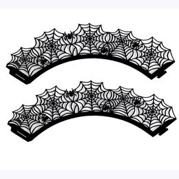 50pcs Black Spider Web Laser Cut Cupcake Liners Halloween Party Cupcake Wrapper Baby Shower Muffin Case Trays Cake Tools