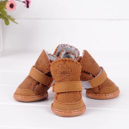 4pcs Waterproof Winter Pet Dog Shoes Anti-slip Snow Pet Boots Paw Protector Warm For Small Medium Dogs