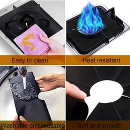 4pcs Gas Stove Protector Stove Burner Covers Liner Reusable Stove Protector Cover Kitchen Accessories Mat Stovetop Protector