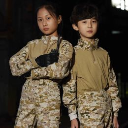 Children Military Uniform Tactical Combat Boys Long Shirt Pants Set Camo Jungle Kids Special Swat Army Suit Hunting Clothes New