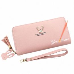 Neue LG Frauen Brieftaschen kostenloser Name Gravur Markenhalter große Kapazität PHE POCKEL FEMALE Wallet Wallet Quality Reißverschluss Frauen Geldbeutel F5HF#