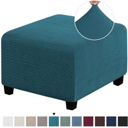 3 Sizes Square Jacquard Durable Customised Stretch Footrest Ottoman Cover Folding Storage Stool Furniture Protector Slipcover