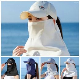 Wide Brim Hats With Face Mask Sunscreen Baseball Cap Outdoor Cooling Full Cover Cycling Sun Visor Hat Breathable Anti-UV Fishing