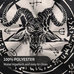 Satanic Black Goat and Pentagram Round Tablecloth 60 Inch Washable Polyester Table Cloth Water Resistant Spill Proof Table Cover