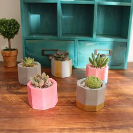 DIY Round Geometric Polygonal Silicone Flowerpot Mould Ceramic Clay Crafts Mould Epoxy Resin Concrete Moulds Candle Pot Mould