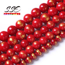 Natural Stone Red Lapis Lazuli Jades Beads Round Loose Beads for Jewellery Making Diy Bracelets Necklaces Accessories 6 8 10mm 15"