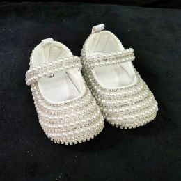 Sneakers Dollbling New Pure White Children'S Shoes Pearl Customization Handmade Baptism Birthday Present Princess Little Girl Shoes