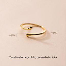 KAMIRA 925 Sterling Silver Unique Minimalism Glossy Open Ring for Women Girl Party Temperament Adjustable Fine Jewelry Gift 2022