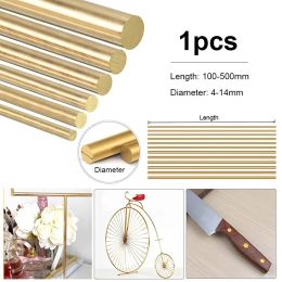 1pcs 4-14mm Diameter Brass Round Bar Rod For DIY Knife Handle Material Circular Wire Tube Modelmaking Brass Rod 100-500mm Length