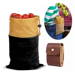 Storage Bags Bushcraft Bag Reusable Foldable Waterproof Canvas Leather Fruit Mashroom Picking Portable For Hiking