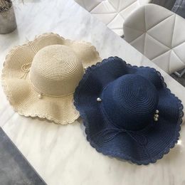 Wide Brim Hats Foldable Summer Natural Straw Hat Grass Weaving Handmade Women Panama Ladies Beach Cap Wear-resistant Sunshade