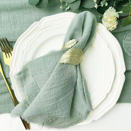 Table Napkin 12pcs 40x40cm Green Gauze Napkins Soft Cotton Fabric Serviette Set Kitchen Tea Towels For Wedding Decorate