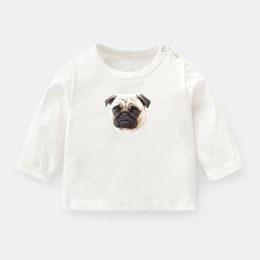 PUG DOG ANIMAL AWW CUTE LOVE Design Newborn Baby T-shirts Cute Pug Dog in My Pocket Printing Solid Colour Long Sleeve Tee Tops