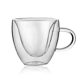 Heart Love Shaped Double Wall Glass Coffee Mug Home Office Heat Resistant Tea Milk Mugs Drinkware Cup For Family Friends Gifts