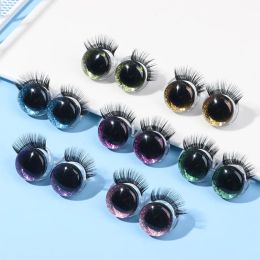 20mm 3D Eyes Glitter Eyes Toy with Eyelash Tray Washer for DIY Flashing Eyes Stuffed Toys Doll Making Doll Accessories 1pair