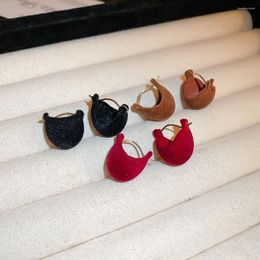 Hoop Earrings Fashion Design Retro Year Flocking Geometric Velvet Bead Ear Buckle Jewelry Accessories French Style