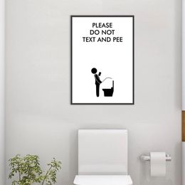 Toilet Men and Women Sign Logo Funny Bathroom Rules Black White Canvas Painting Humour Posters Prints Toilet Room Wall Art Decor