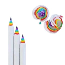 1 PC Wooden Rainbow And Anti Allergic Drawing Colored Pencil Smooth Painting Pencils Student Kids Stationery W1 Refined