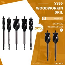 12-35mm Woodworking Twist Drill Bit Set Long Four-Slot 6.35mm Shank Carbide Drill Bit Hole Saw For Door Lock Wood Slotting Tools