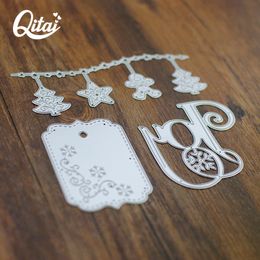 Gingerbread and JOY and Tags Christmas QITAI 1pcs Metal Cutting Dies DIY Scrapbooking Paper Photo Card Crafts Die Cutters MD182