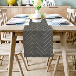 Grey Geometric Senior Table Runner Party Wedding Centerpieces for Tables Home Hotel Decor Kitchen Dining Tablecloth