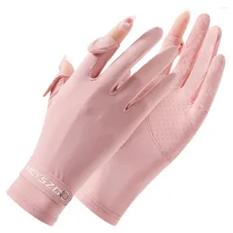 Cycling Gloves Thin Ice Silk Fashion Breathable Mittens Anti-UV Touchable Screen Anti-Slip Sunscreen Female