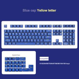 Accessories Blue White PBT Keycaps for Mechanical Keyboard Key Caps OEM Profile Full Set with 61/62/64/68/75/84/87/96/98/104/108 Keys