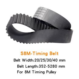 Pulley Belt S8M-632/640/656/664/680/688/696/704/712/720/728 Rubber Synchronous Belts Width 20/25/30/40 mm For 8M Timing Pulley